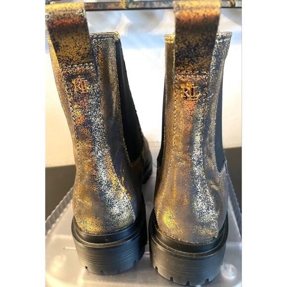 Ralph Lauren Corinne Bootie Fashion Booties Metallic Black/Gold Women SZ 8.5 NEW - Picture 8 of 11